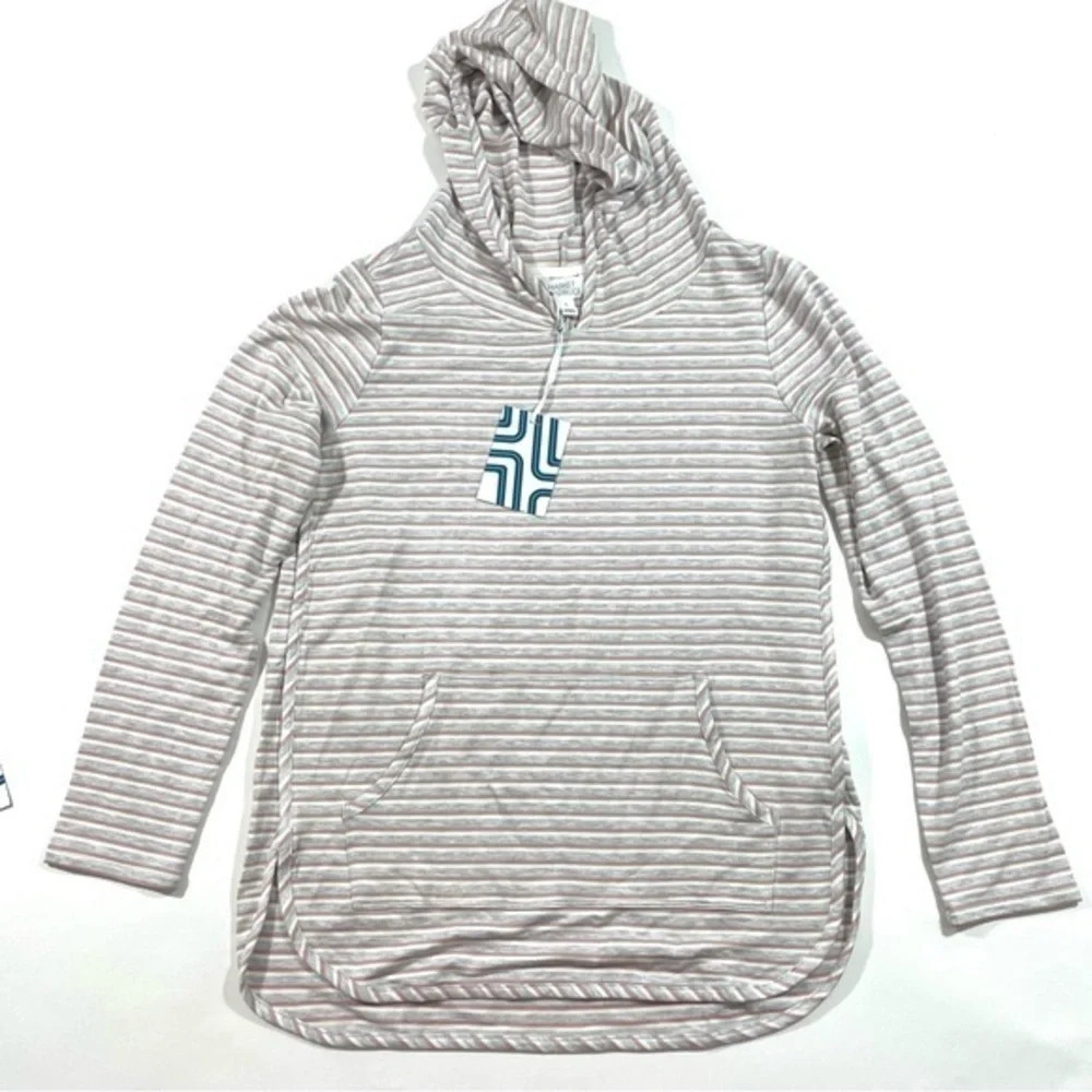 New Market & Spruce Milania French Terry Hooded Shirt Stripes